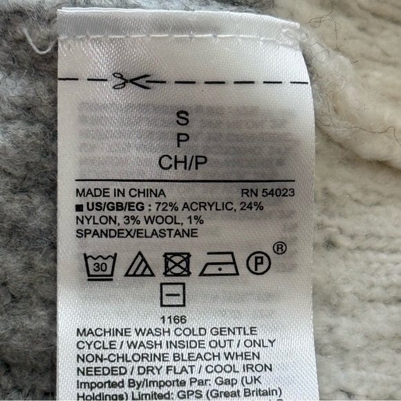 GAP Brushed Turtleneck Pullover WOOL Blend Blue Gray White Sweater Small S - Picture 9 of 9